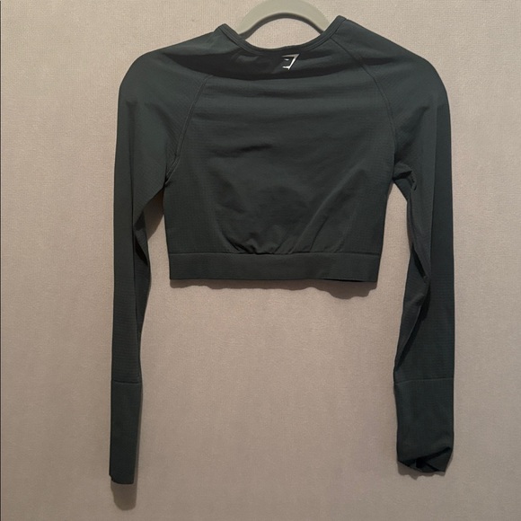 Gymshark Forest Green Vital Seamless Long Sleeve Crop Top Size Medium - Picture 4 of 4